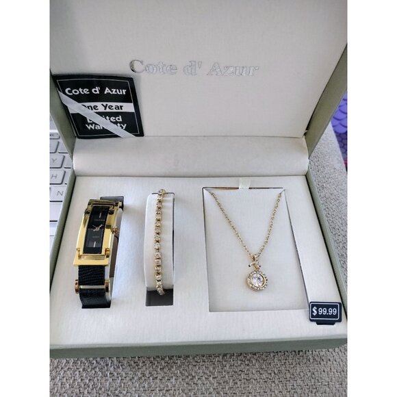 Cote D Azur Jewelry Set Watch Bracelet Necklace Gift Box Womens Career Accessory - Picture 3 of 16